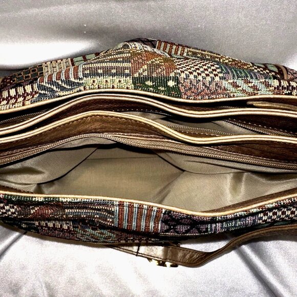 SAS Patchwork Tapestry Shoulder Bag Boho Cottagecore Metallic Gold Vintage - Picture 12 of 13